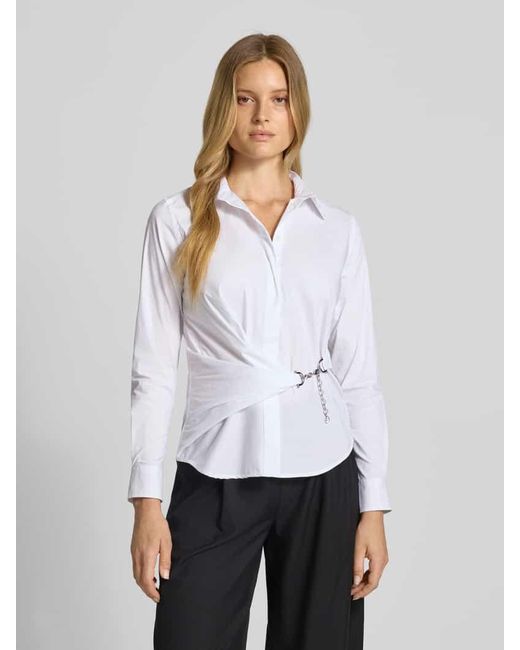 Ralph Lauren White Regular Fit Hemdbluse mit Ketten-Detail Modell 'Coniah'