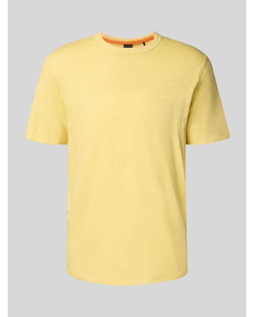 Boss Regular Fit T-Shirt Van Puur Katoen, Model 'Tegood' in het Yellow voor heren