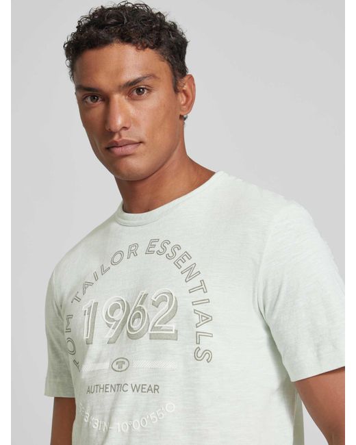 Tom Tailor T-shirt Met Labelprint in het Gray voor heren