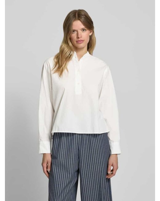 Marc O' Polo White Relaxed Fit Bluse mit Stehkragen