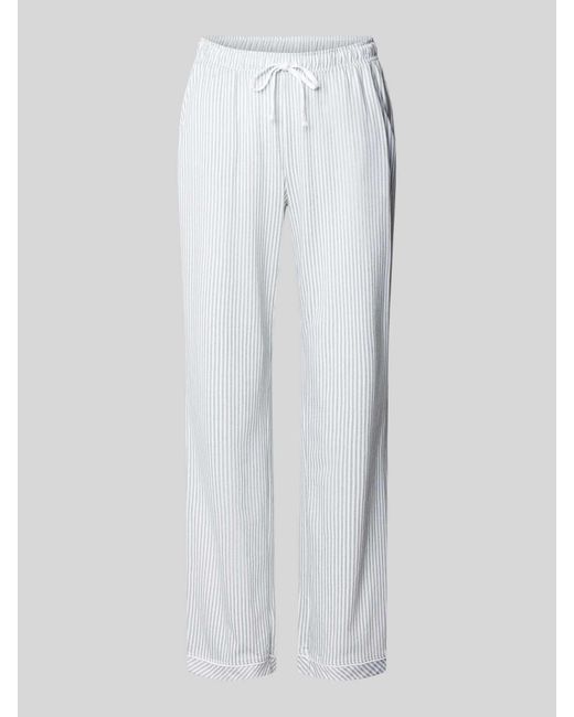 S.oliver White Pyjama-Hose aus Baumwoll-Viskose-Mix mit Streifenmuster