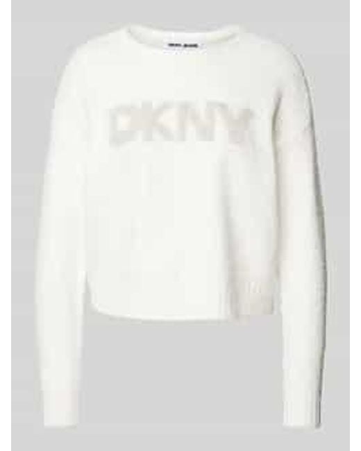 DKNY Gebreide Pullover Met Labelprint in het White