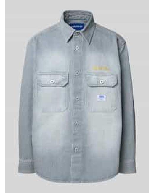 HUGO Relaxed Fit Vrijetijdsoverhemd Met Labeldetails in het Blue voor heren