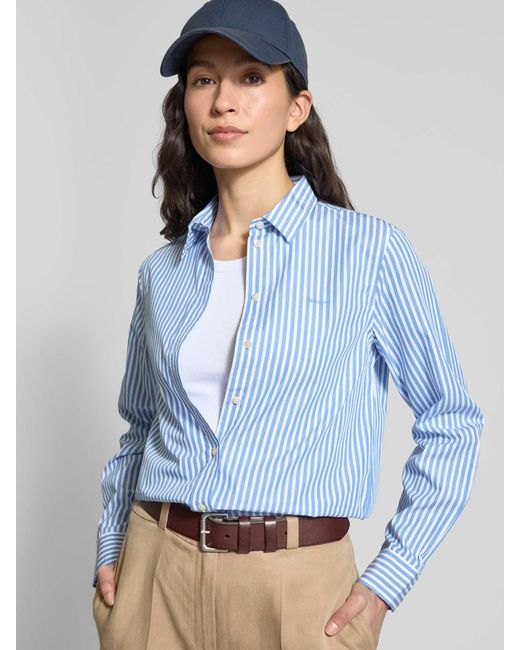 Gant Overhemdblouse Met Labelstitching in het Blue