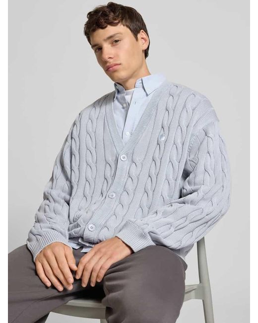 Carhartt Strickjacke mit Zopfmuster und V-Ausschnitt in Blue für Herren