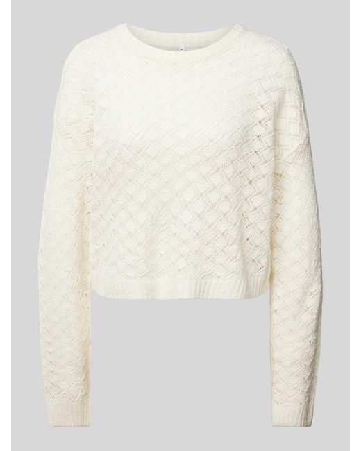 ONLY Regular Fit Gebreide Pullover Met Broderie Anglaise in het White