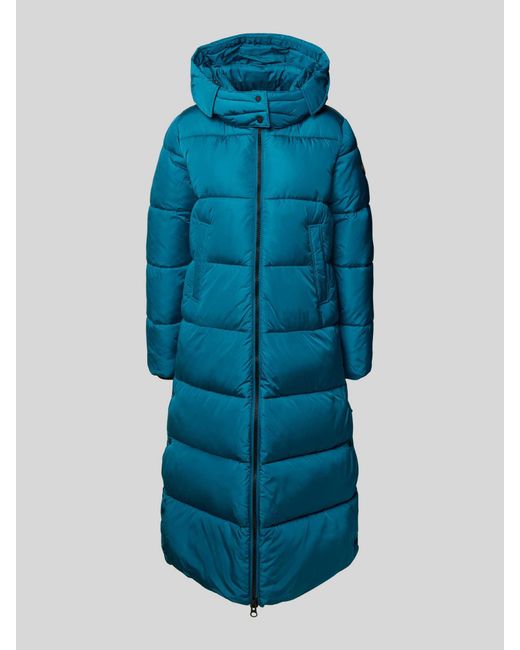Save The Duck Regular Fit Gewatteerde Lange Jas Met Steekzakken, Model 'Colette' in het Blue