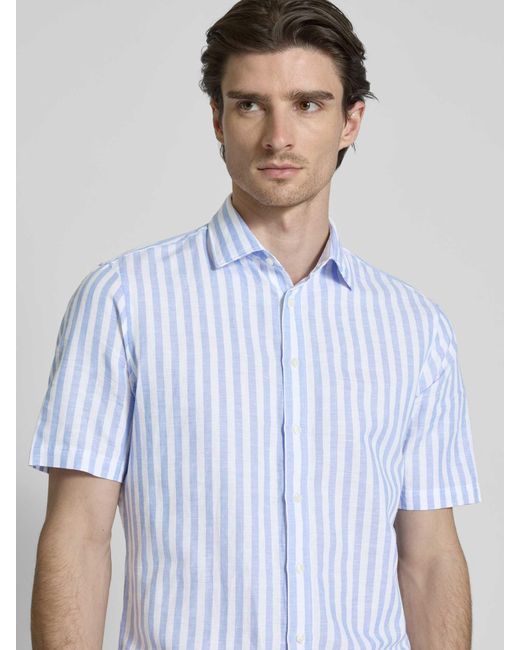 Jake*s Casual Fit Linnen Overhemd Met 1/2-mouwen in het Blue voor heren