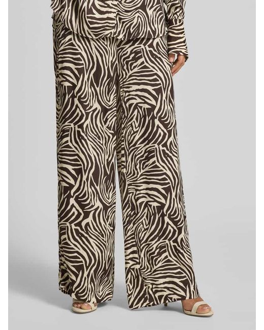 MORE&MORE White Relaxed Fit Stoffhose aus reiner Viskose mit Allover-Animal-Print