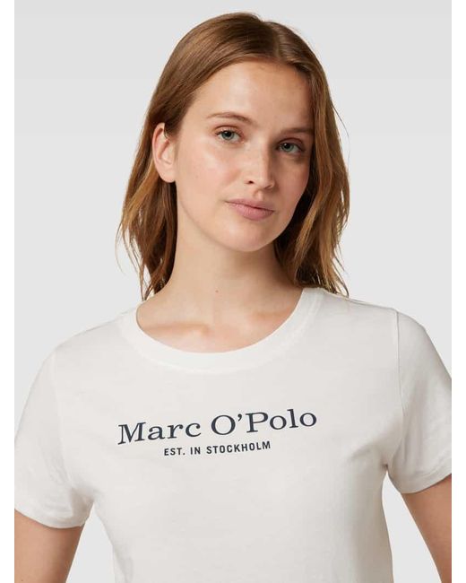 Marc O' Polo Natural T-Shirt mit Label-Print Modell 'MIX N MATCH'