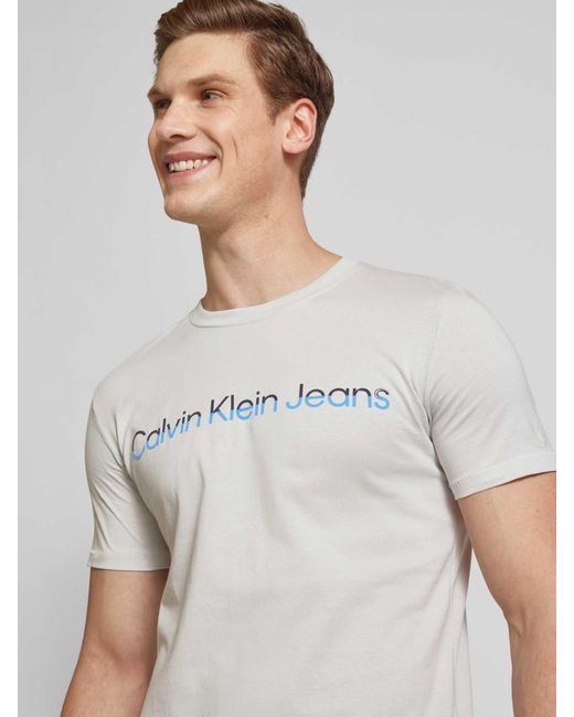 Calvin Klein T-Shirt mit Label-Print Modell 'MIXED INSTITUTIONAL' in Gray für Herren