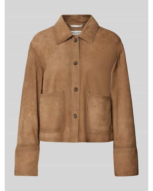 Marc O' Polo Brown Regular Fit Lederjacke aus weichem Ziegenleder