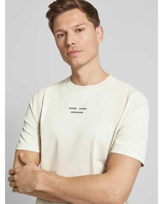 Samsøe & Samsøe T-Shirt Mit Label-Print Modell 'Marcus' in Natural für Herren