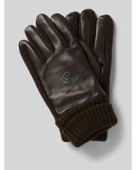 Bugatti Handschoenen Van Een Mix Van Leer En Textiel Met Labeldetail in het Black voor heren