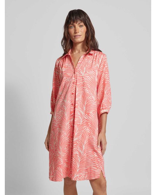 Smith & Soul Pink Knielanges Kleid mit Allover-Print