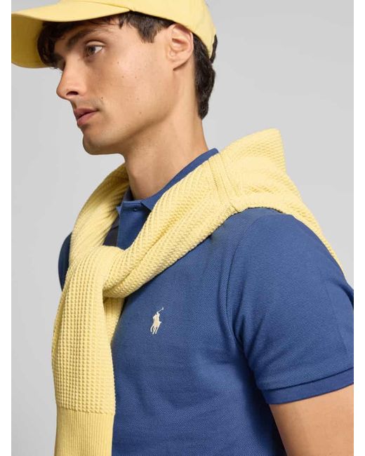 Polo Ralph Lauren Custom Slim Fit Poloshirt mit Label-Stitching in Blue für Herren