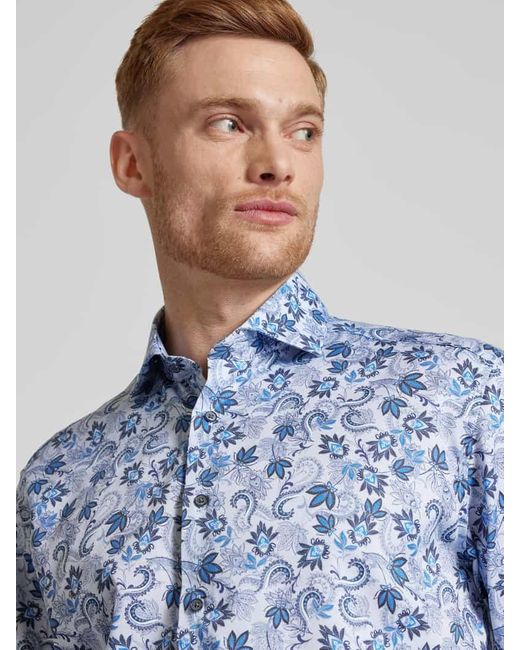 Eterna Comfort Fit Business-Hemd mit Allover-Muster in Blue für Herren
