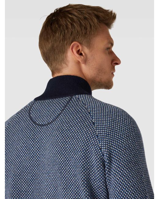 Fynch-Hatton Gebreid Vest Met Opstaande Kraag in het Blue voor heren