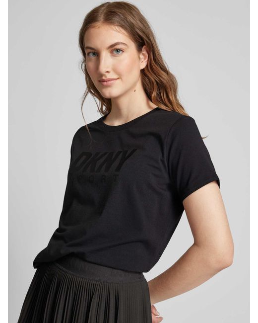 DKNY Black T-Shirt mit Label-Print
