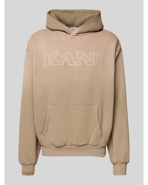 Karlkani Regular Fit Hoodie Met Logostitching, Model 'Retro' in het Natural voor heren