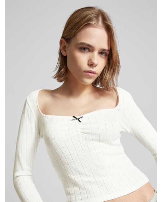 Gina Tricot Shirt Met Lange Mouwen En Sierstrik in het White