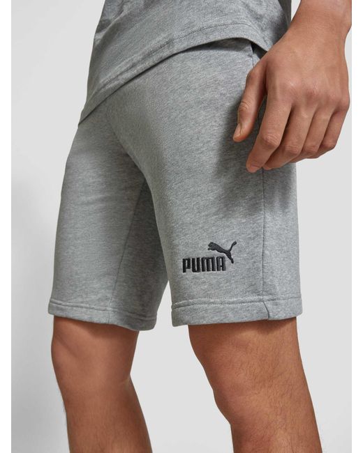 PUMA Regular Fit Sweatshorts Met Labelstitching, Model 'Ess No. 1' in het Gray voor heren