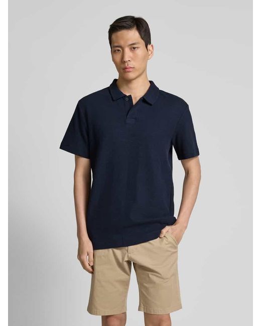 Tom Tailor Regular Fit Ripp Poloshirt mit Stretch-Anteil in Blue für Herren