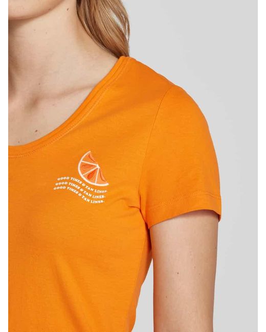 S.oliver Orange T-Shirt mit Motiv-Print