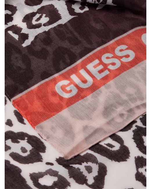Guess Red Schal mit Animal- und Label-Print
