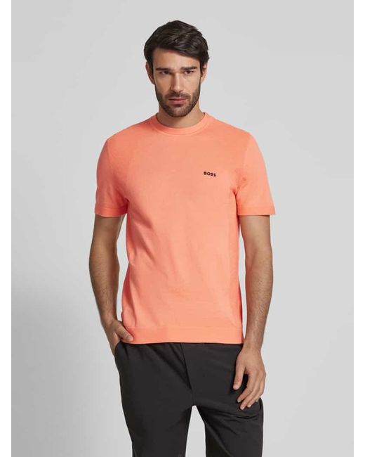 Boss T-Shirt mit Label-Print in Orange für Herren
