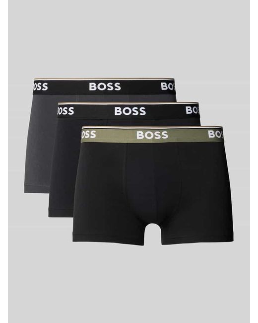 Boss Regular Fit Trunks aus Baumwoll-Elasthan-Mix im 3er-Pack in Black für Herren
