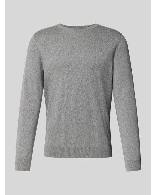 SELECTED Regular Fit Gebreide Pullover Van Puur Katoen, Model 'Berg' in het Gray voor heren