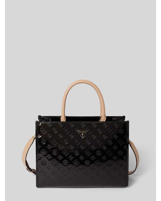 Guess Tote Bag Met Structuurmotief Met Label in het Black
