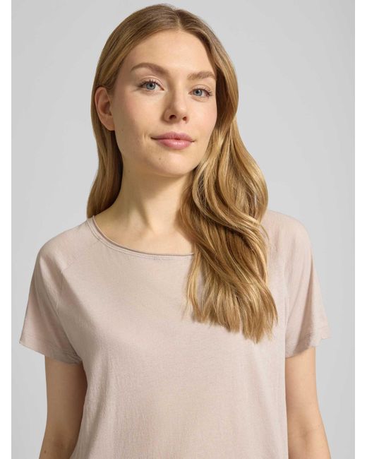 American Vintage T-Shirt Met Boothals Model 'Laloom' in het Natural