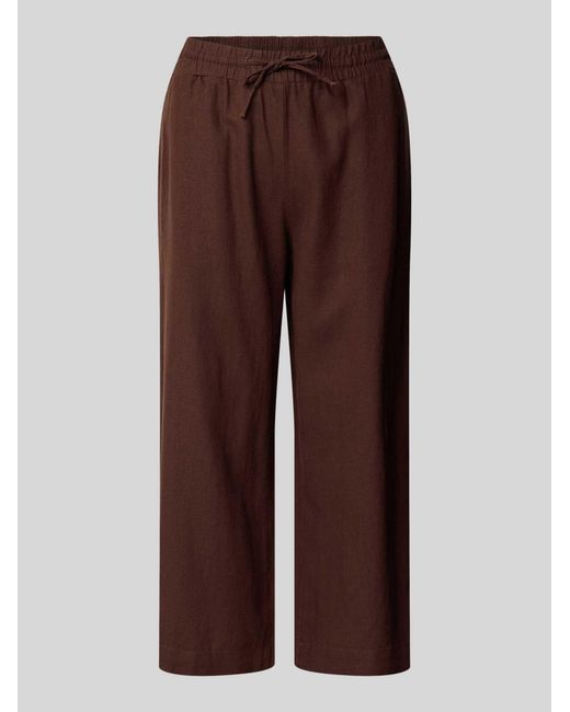 Freequent Wide Leg Broek Met Elastische Band Model 'Lava' in het Brown