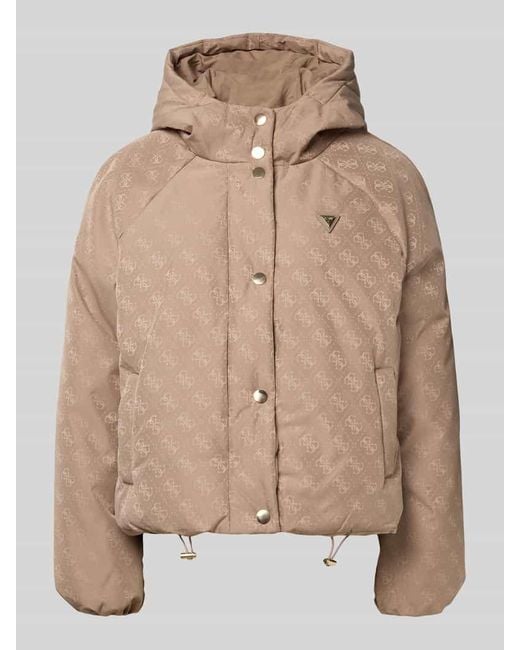 Guess Natural Regular Fit Jacke mit Logo-Applikation Modell 'Boxy'