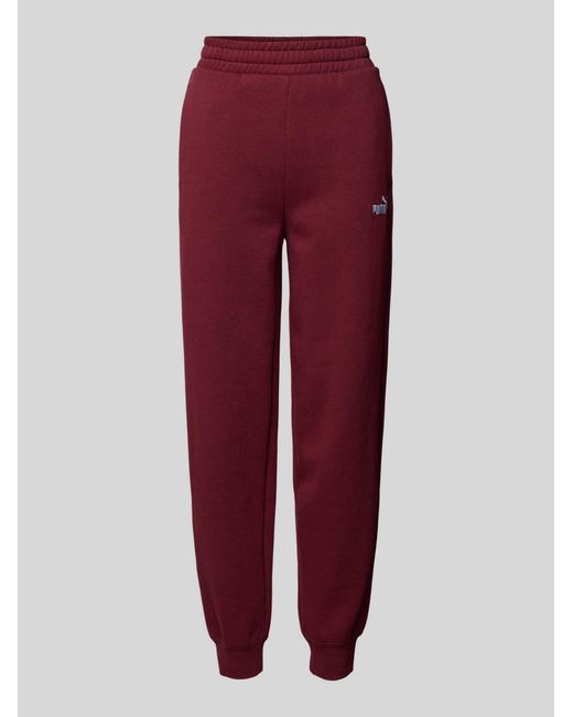 PUMA Slim Fit Sweatpants Met Labelstitching in het Red