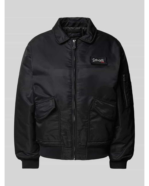 Schott Nyc Black Blouson Mit Label-Patch Modell 'Dan'