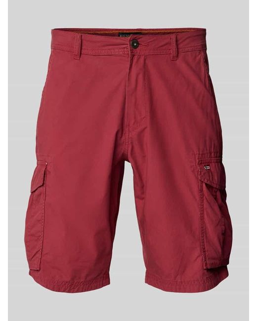 Napapijri Loose Fit Cargoshorts mit Logo-Stitching Modell 'NOTO 2.0' in Red für Herren