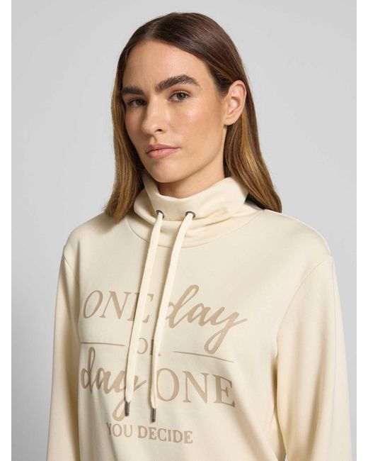 Soya Concept Sweatshirt Met Opstaande Kraag En Tunnelkoord, Model 'Banu' in het Natural