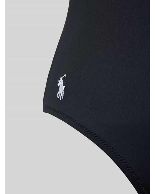 Polo Ralph Lauren Black Badeanzug mit Logo-Stitching Modell 'SIGNATURE SOLIDS'