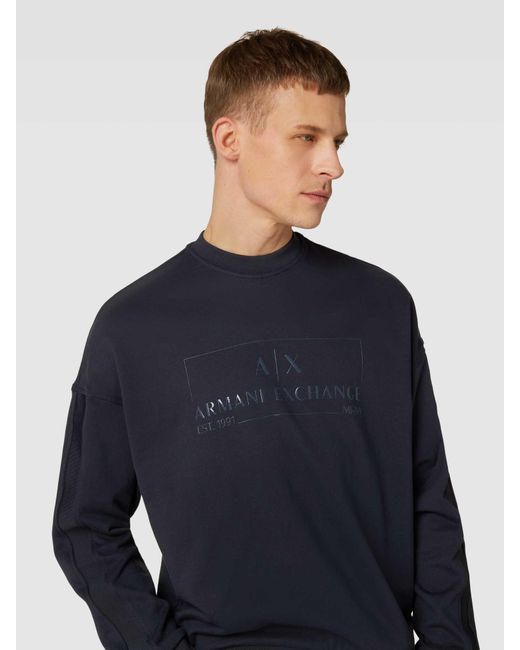Armani Exchange Sweatshirt mit Label-Print in Blue für Herren