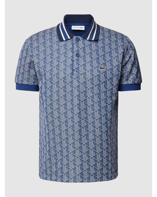 Lacoste Classic Fit Poloshirt mit Allover-Muster in Blue für Herren