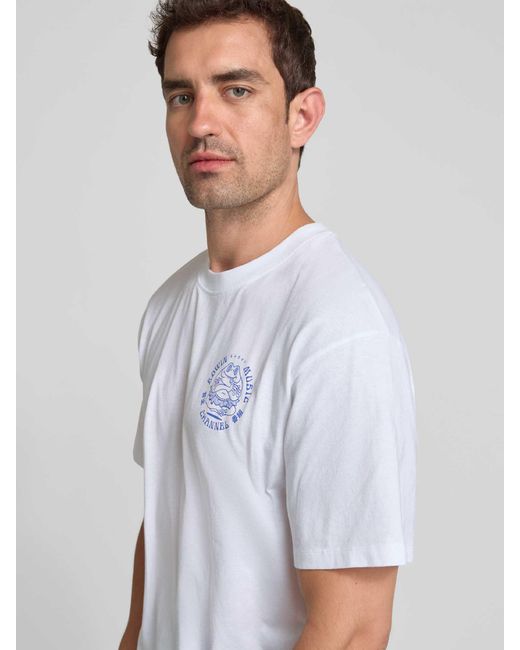 Edwin T-Shirt Met Labelprint, Model Music Channel' in het White voor heren