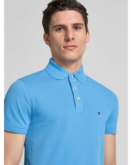 Tommy Hilfiger Slim Fit Poloshirt Met Logostitching in het Blue voor heren