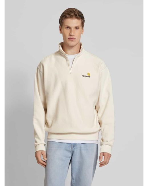 Carhartt Sweatshirt Mit Troyer-Kragen Modell 'American Script' in Natural für Herren