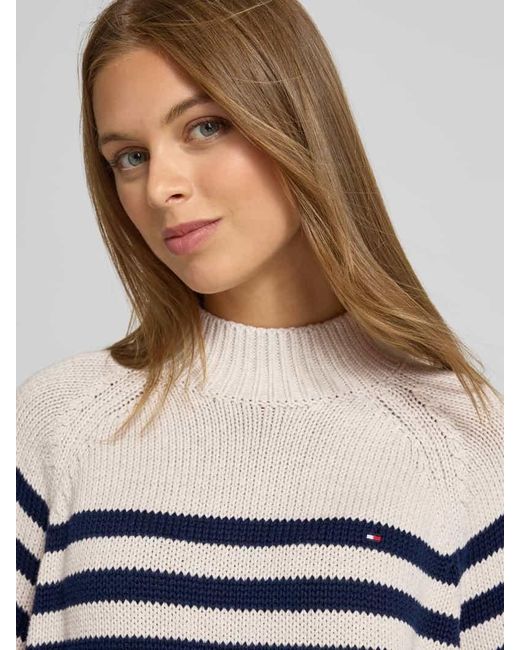 Tommy Hilfiger Blue Loose Fit Strickpullover aus reiner Baumwolle