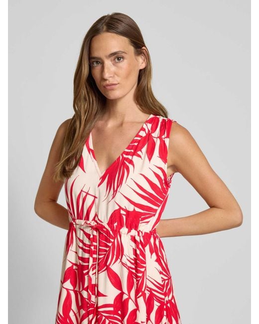 ZABAIONE Midi-Jurk Van Viscose Met V-Hals in het Red