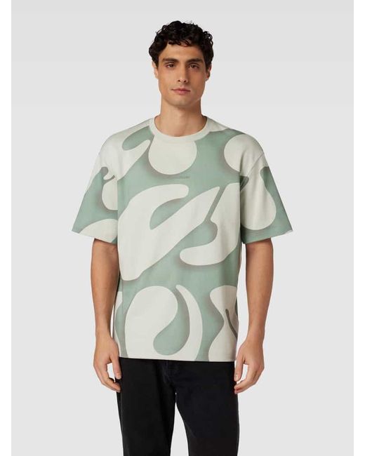 ALPHATAURI T-Shirt mit Allover-Muster Modell 'JANPO' in Green für Herren
