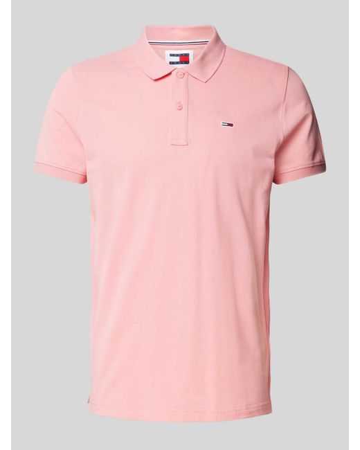 Tommy Hilfiger Slim Fit Poloshirt mit Logo-Stitching in Pink für Herren
